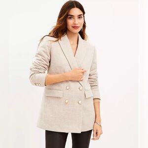 NWT Loft Brushed Herringbone Double Breasted Blazer